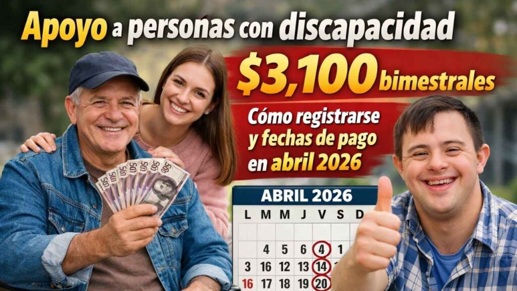 Apoyo a personas con discapacidad: $3,100 bimestrales, cómo registrarse y fechas de pago en abril 2026