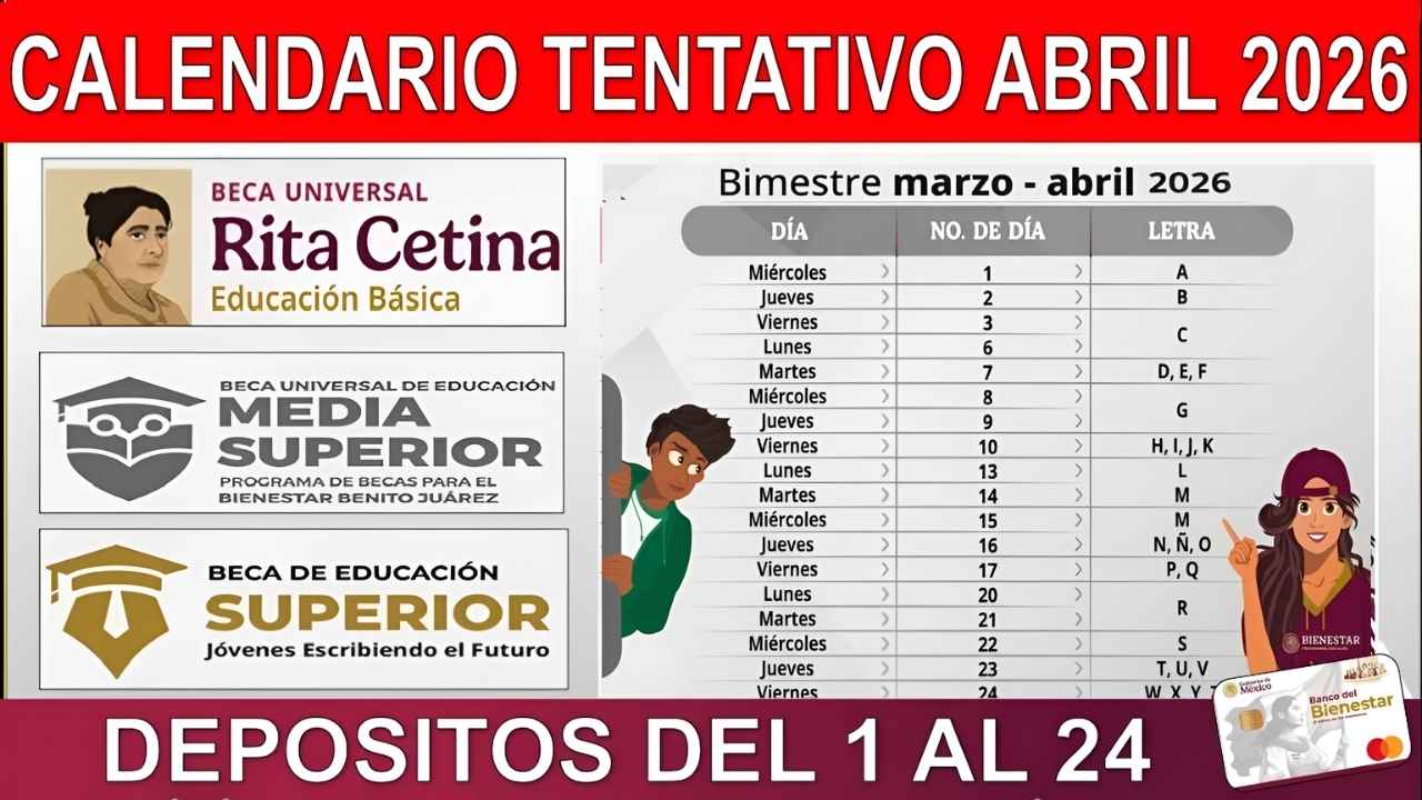 Calendario de pagos 2026: Beca Universal Rita Cetina, Benito Juárez, Jóvenes Escribiendo el Futuro y Gertrudis Bocanegra