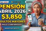 Pensión Bienestar abril 2026 pago de $3,850, pasos para inscribirse y calendario oficial
