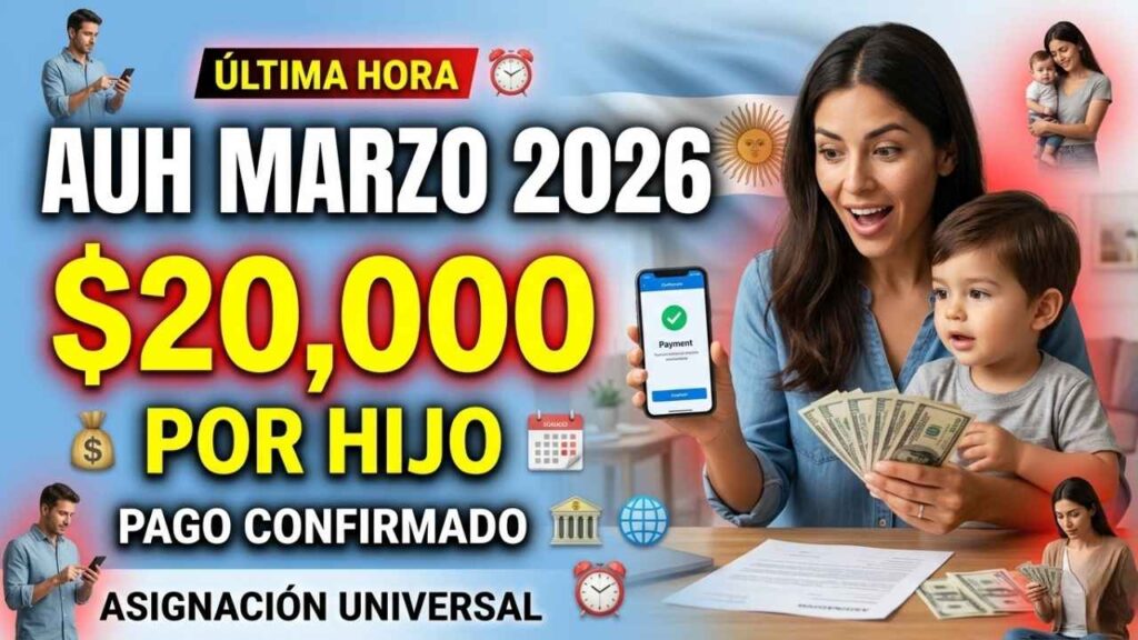 Asignación Universal por Hijo marzo 2026 pago de $20,000, requisitos y cronograma de ANSES