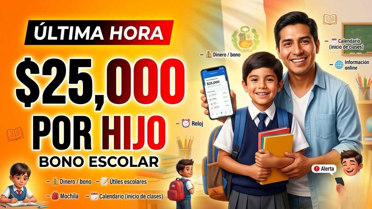 Bono escolar por inicio de clases: $25,000 por hijo, requisitos y fecha de acreditación marzo 2026