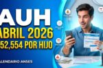 AUH abril 2026 $52,554 por hijo calendario ANSES confirmado para cobrar ya