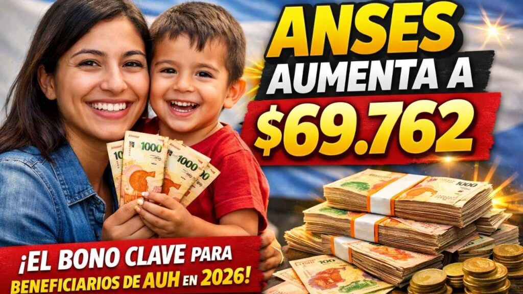 ANSES aumenta a $69.762 el bono clave para beneficiarios de AUH en 2026